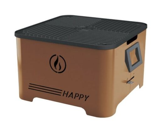 BARBECUE A PELLET DA TAVOLO PORTATILE HAPPY MARRONE 35X35X23CM