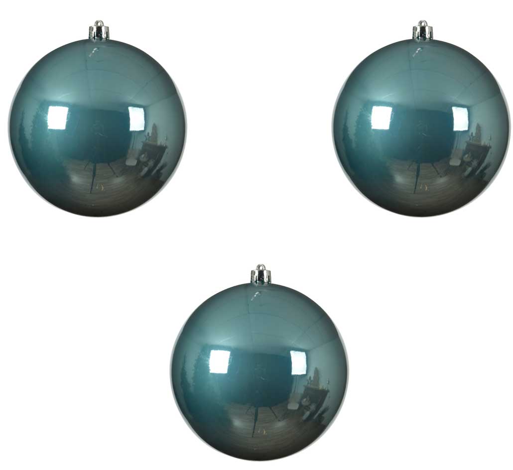 OFFERTA 3 PALLINE 14CM AZZURRO CIELO LUCIDO