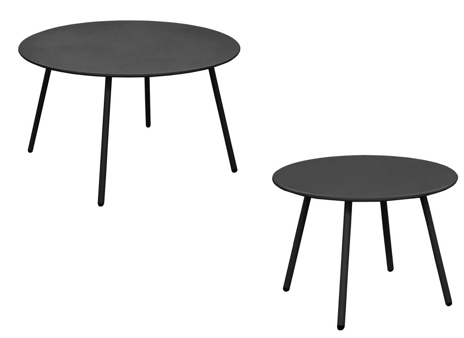 OFFERTA 2 TAVOLI BASSI RIO ANTRACITE Ø70CM + Ø50CM