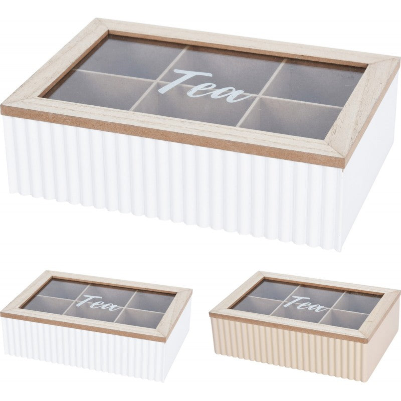 SCATOLA PER BUSTINE DA THE IN MDF 24X16X7CM ASSORTITO