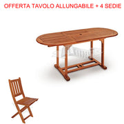 OFFERTA SET TAVOLO OVALE ALLUNGABILE 120/180X70CM + 4 SEDIE KERUING