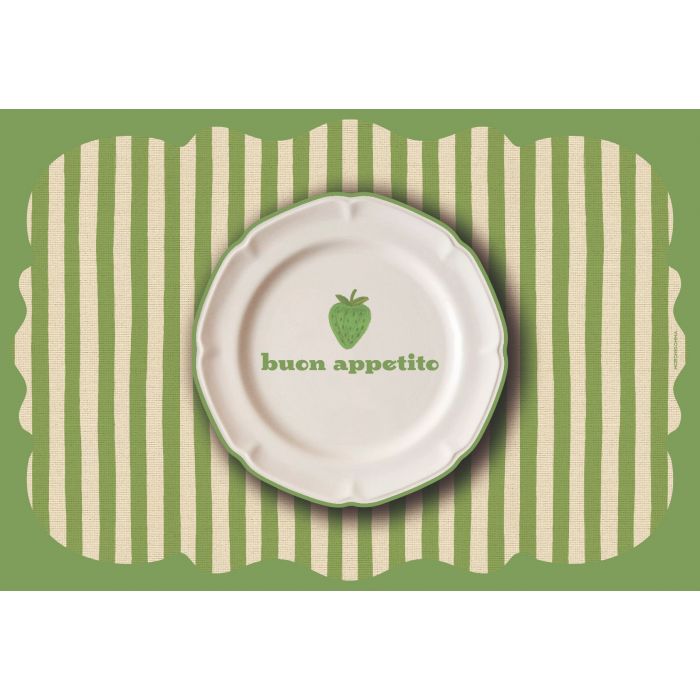 Tovaglietta Americana Sagomata a Righe Buon Appetito Verde 44x30 cm - immagine 1