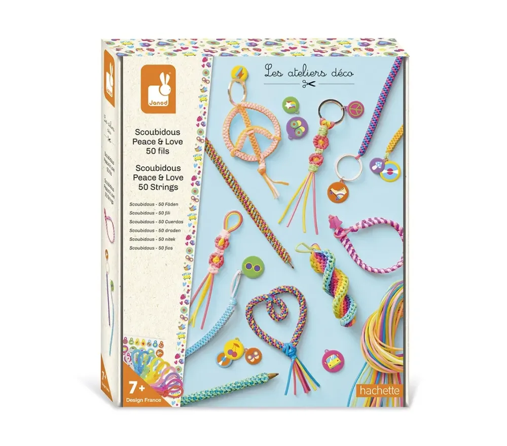 Set Scoubidous Peace Love 50 Fili Multicolore