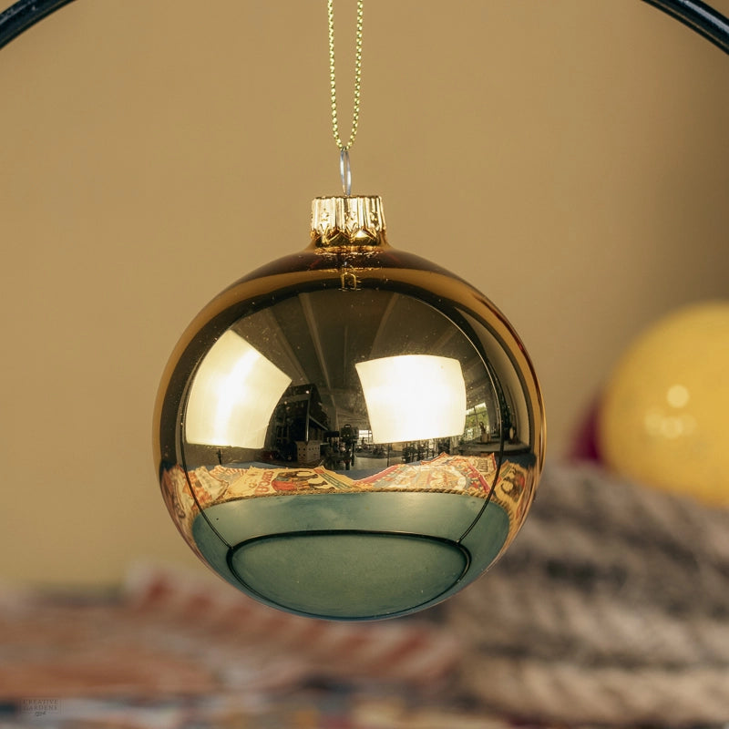 1 PALLINA DI VETRO LUCIDO DA 8 CM - ORO CHIARO