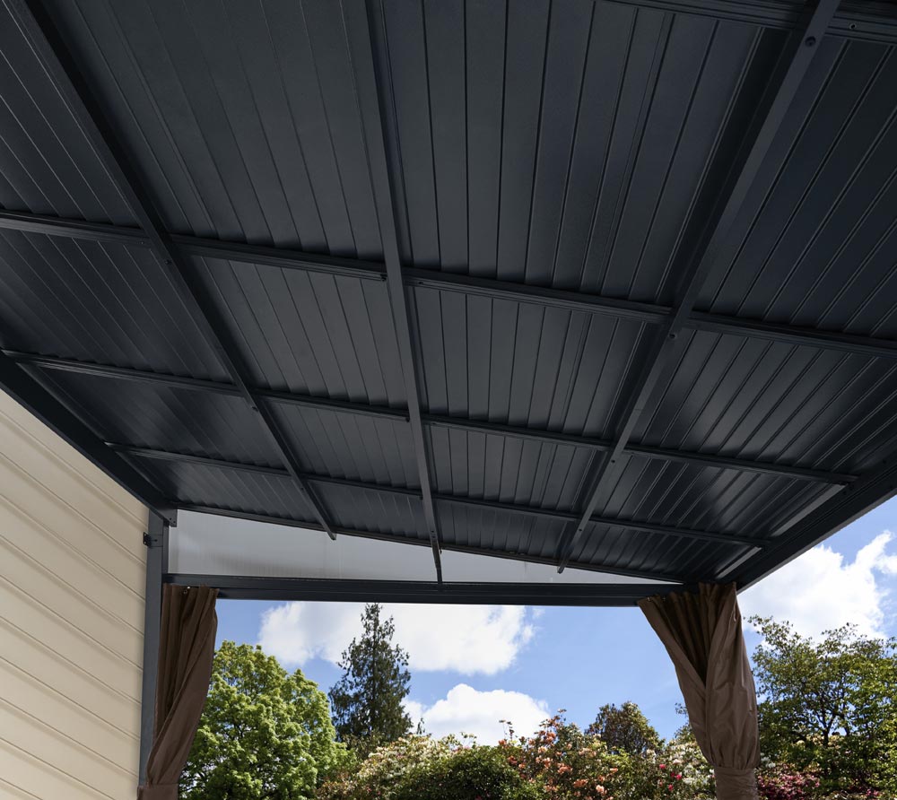 PERGOLA ADDOSSATA 3X3,5 ANTRACITE PORTLAND CON ZANZARIERE