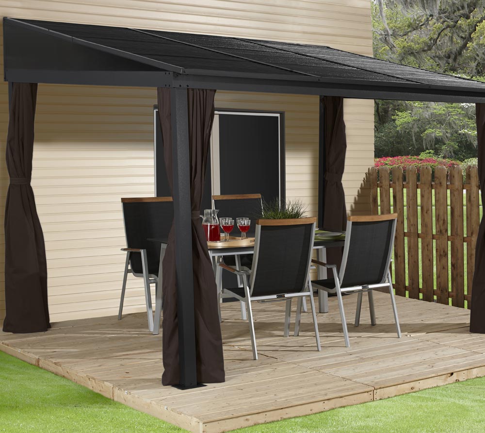 PERGOLA ADDOSSATA 3X3,5 ANTRACITE PORTLAND CON ZANZARIERE