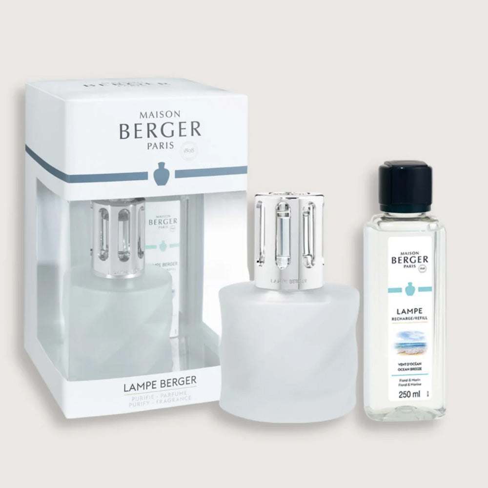 LAMPADA CATALITICA SPIRALE VETRO SMERIGLIATO + FRAGRANZA FRESH OCEAN BREEZE 250ML