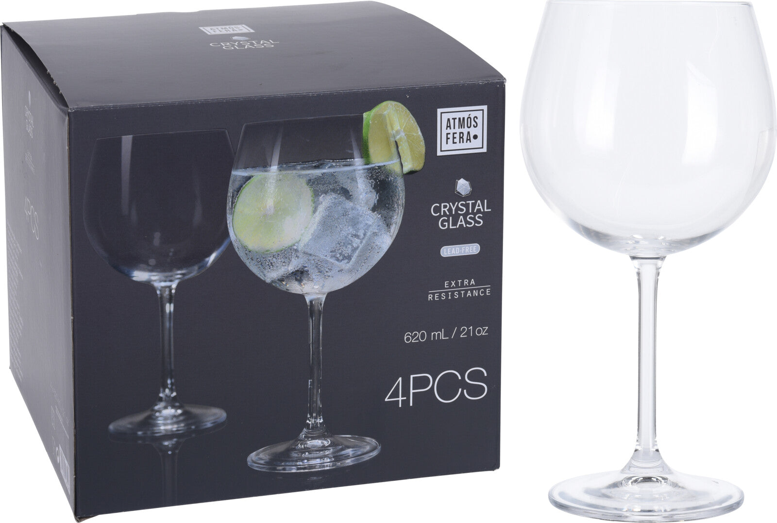 SET 4 BICCHIERI GIN TONIC 620ML IN CRISTALLO