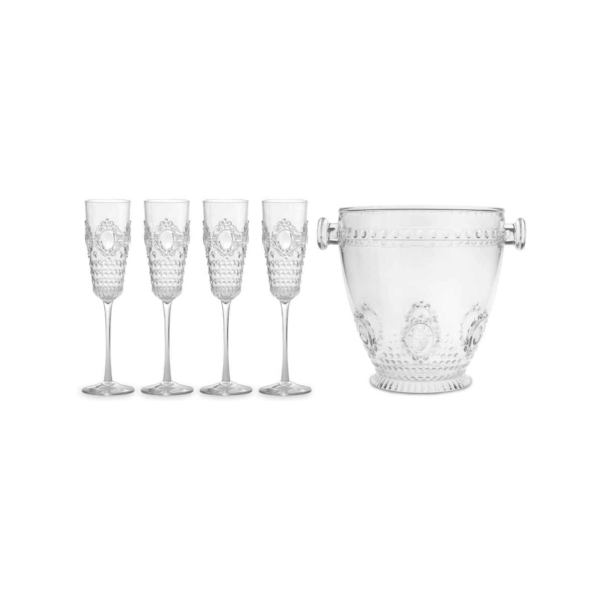 SET 4 FLUTE + SECCHIELLO CHAMPAGNE - BAROQUE & ROCK ANNIVERSARY