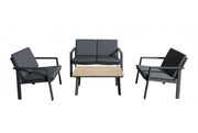 SALOTTO DA GIARDINO SUN SET IN ALLUMINIO GRAFITE/ROVERE/GRIGIO