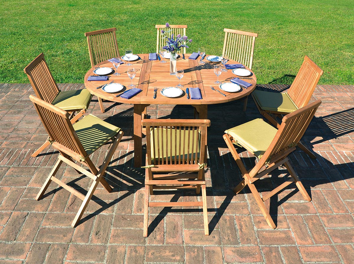 TAVOLO CAPRAIA TONDO IN TEAK ALLUNGABILE 120/170X120CM