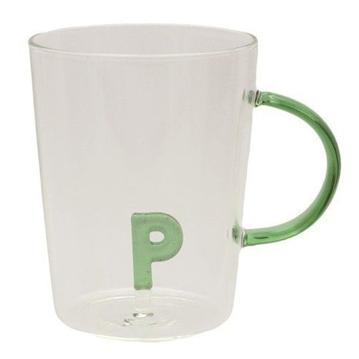 TAZZA LETTERA "P" IN VETRO BOROSILICATO 440CC