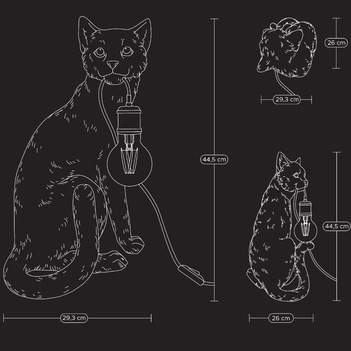 LAMPADA DA TAVOLO GATTO CHOUCHOU NERO