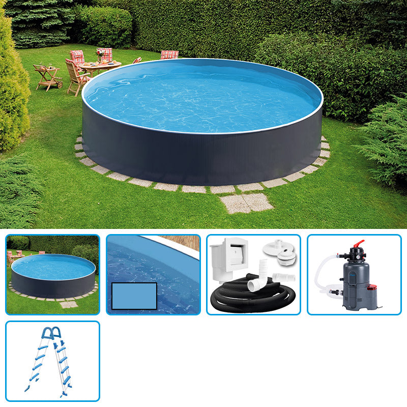 PISCINA ROTONDA AZURO GRAPHIT Ø3,6 X 1,2M COMPLETA DI ACCESSORI