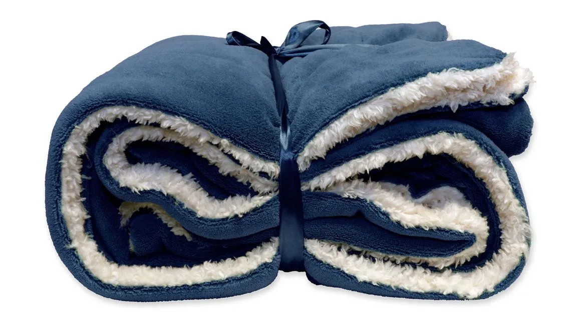 COPERTA PLAID LARS 150X200CM BLU SCURO SCAMOSCIATO