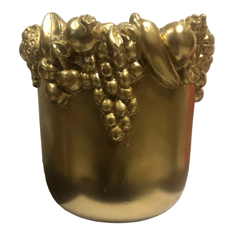 VASO DI CERAMICA CON FRUTTA, 25X25X25 CM, ORO