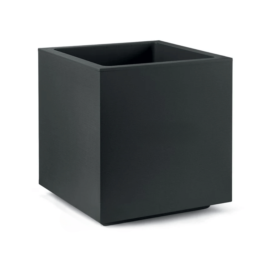 VASO CUBO MATHERIA 30CM ANTRACITE CON ROTELLE
