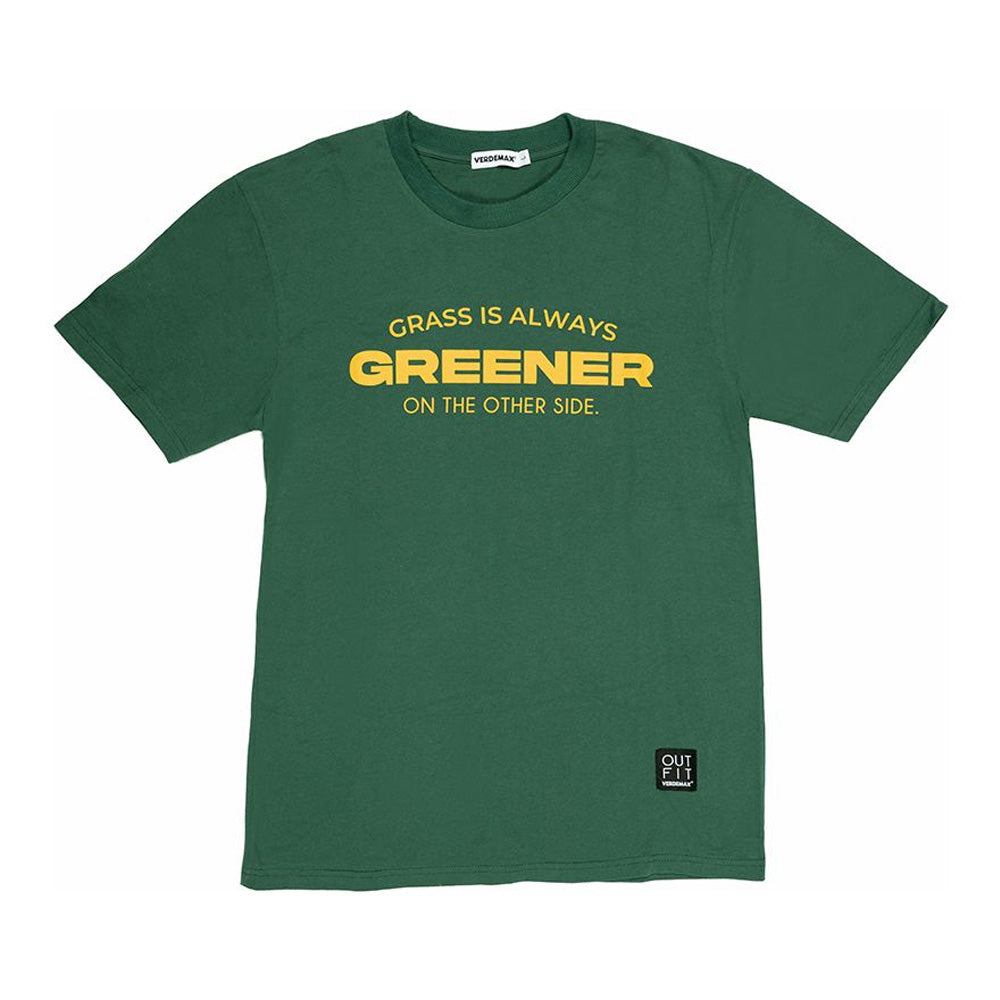 T-SHIRT OUT-FIT VERDE GRASS IS ALWAYS GREENER ON THE OTHER SIDE UNISEX TG.S
