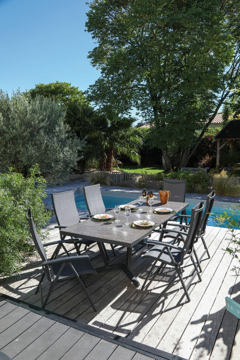 TAVOLO VITA ALLUNGABILE CON PIANO IN HPL 180/240X100CM GRAFITE/BAMBU