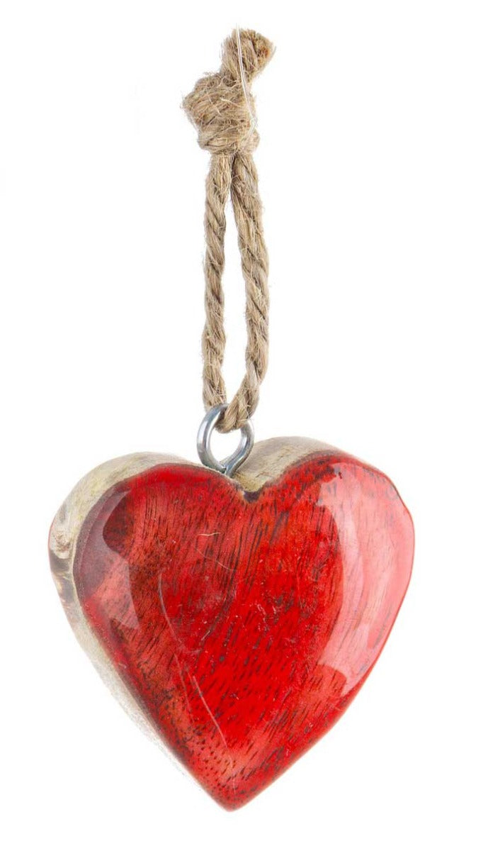 PENDAGLIO CUORE ROSSO IN LEGNO 6CM