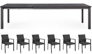 OFFERTA TAVOLO KONNOR ALLUNGABILE 200/300X110CM ANTRACITE +6 POLTRONE DELIA
