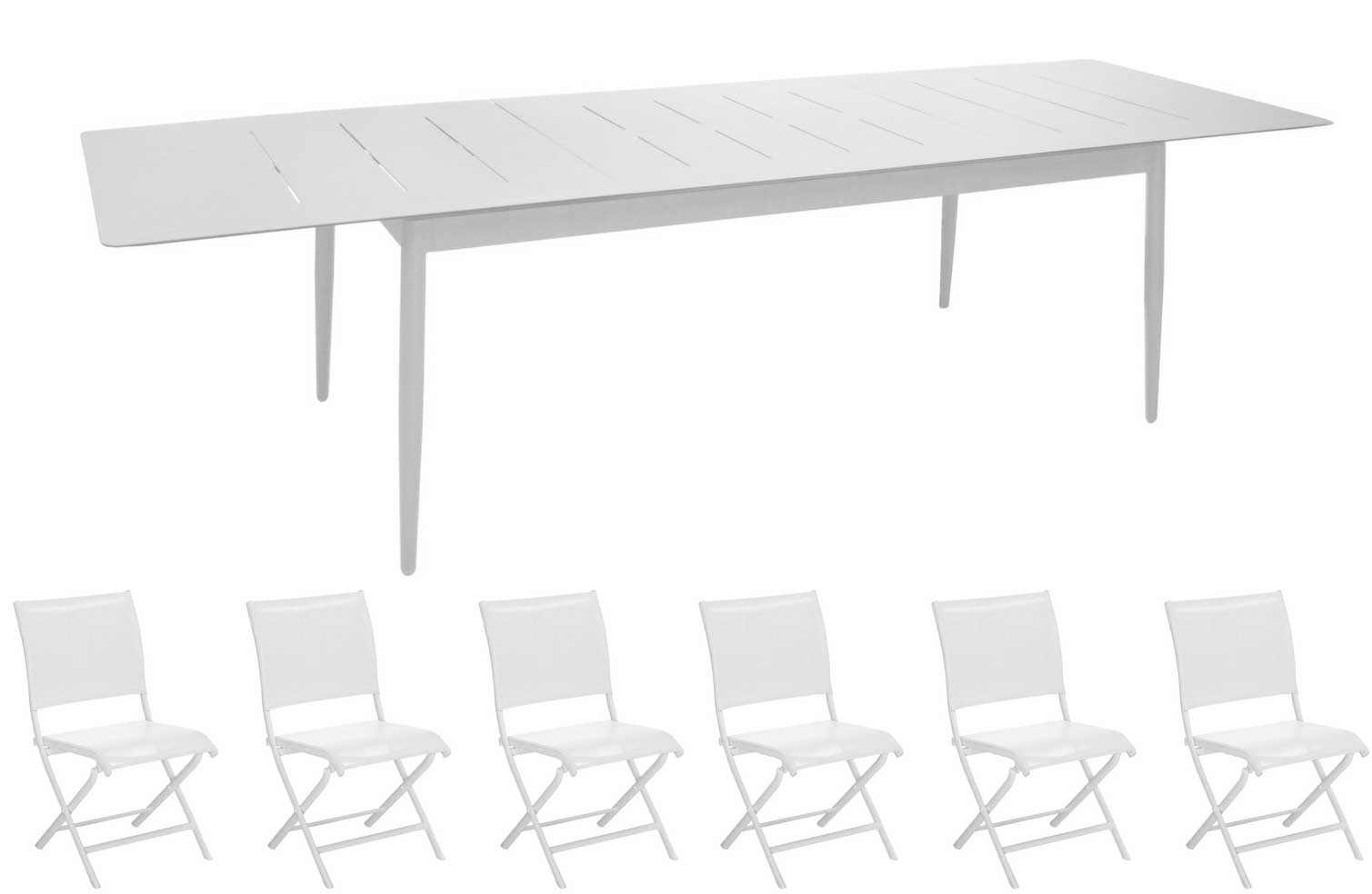 OFFERTA TAVOLO ALLUNGABILE 200/300X100 BLANC DUBLIN + 6 SEDIE ELEGANCE