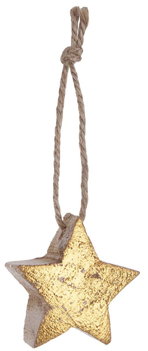 PENDAGLIO STELLA ORO IN LEGNO 5CM