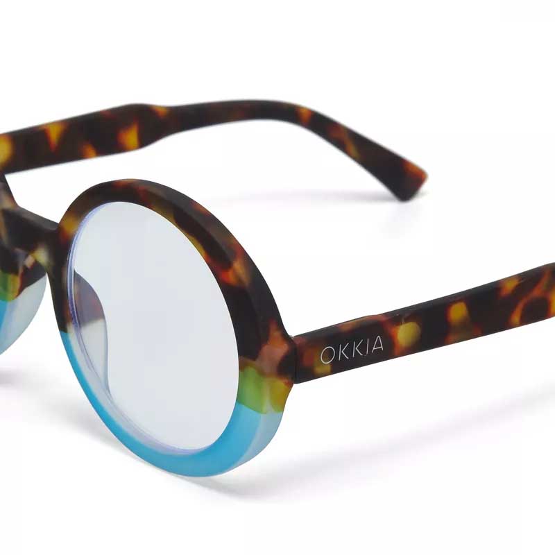 OCCHIALE DA LETTURA MODELLO LAURA COLORE HAVANA E BLU GRAD.+2.00 OKKIA