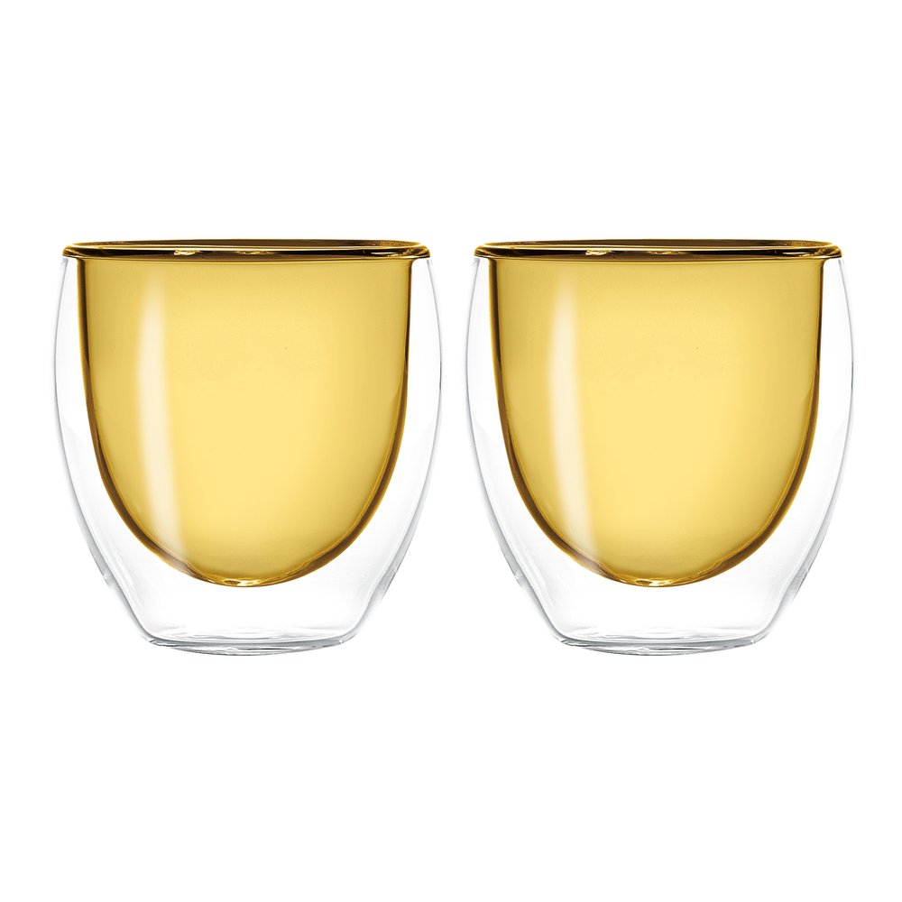 SET 2 BICHIERINI DOPPIA PARETE COLORE GIALLO 100ML