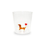 Bicchiere in Vetro Borosilicato con Decoro Bassotto 250ml Trasparente Wd Lifestyle