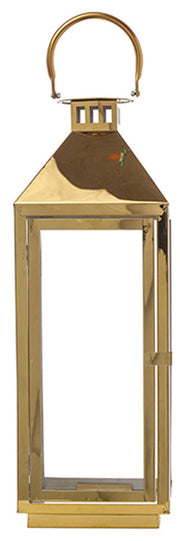 LANTERNA IN METALLO ORO E VETRO 14X14XH40CM