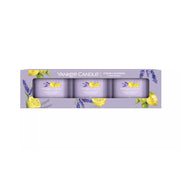 3 CANDELE PROFUMATE VOTIVE IN VETRO LEMON LAVANDER