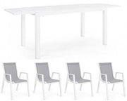 OFFERTA TAVOLO HILDE ALLUNGABILE 140/210X77CM BIANCO +4 POLTRONE PELAGIUS