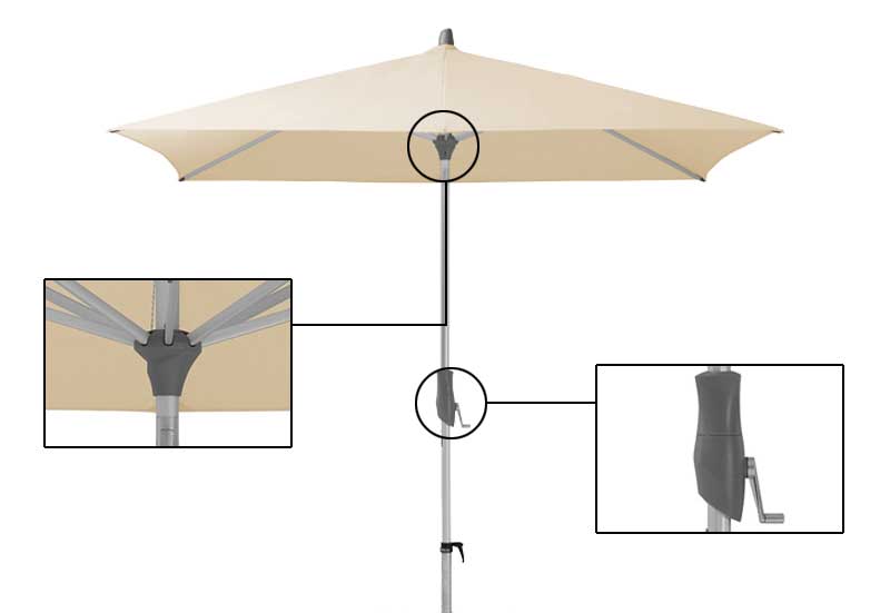 OMBRELLONE QUADRATO BIANCO ALU TWIST GLATZ BASE NON INCLUSA