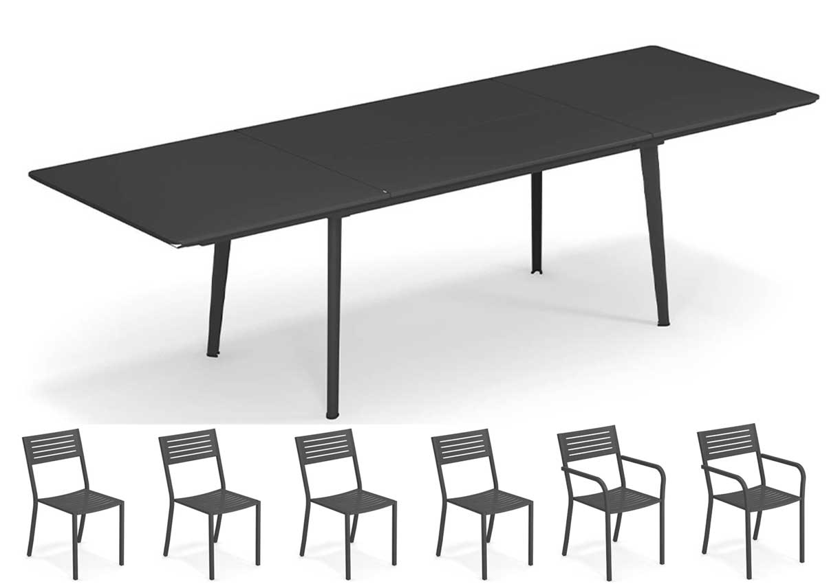 OFFERTA TAVOLO PLUS4 ALLUNGABILE 160+110X90CM  +4 SEDIE SEGNO +2 POLTRONE SEGNO FERRO ANTICO