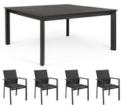 OFFERTA TAVOLO KONNOR ALLUNGABILE 110/160X160CM ANTRACITE +4 POLTRONE DELIA