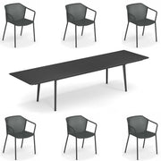 OFFERTA TAVOLO PLUS4 IMPERIAL ALLUNGABILE 220+110X110CM FERRO ANTICO +6 POLTRONE DARWIN