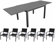 OFFERTA TAVOLO ALLUNGABILE IN VETRO 200/230X100 GRAFITE/GRIGIO ELISE +6 POLTRONE DUCA
