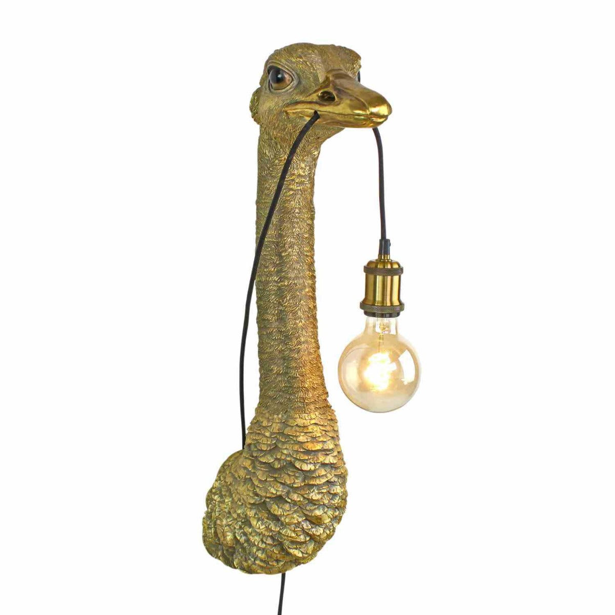 LAMPADA DA MURO STRUZZO JOSEF 24,5X18,5X72CM ORO