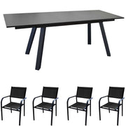 OFFERTA TAVOLO AGRA ALLUNGABILE 150/200/250X90 GRAFITE +4 POLTRONA DUCA GRAFITE/NERO
