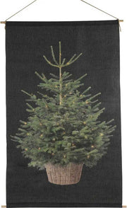 TELO DECORATIVO BLACK DA MURO CON ALBERO DI NATALE LED BIANCO CALDO H110CM