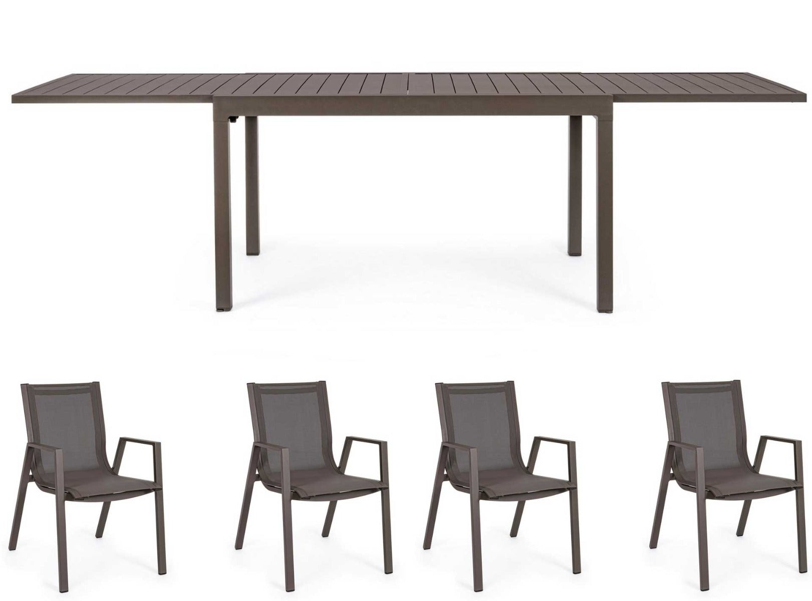 OFFERTA TAVOLO PELAGIUS ALLUNGABILE 135/270X90 MARRONE CAFFE'+4 POLTRONE PELAGIUS