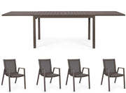 OFFERTA TAVOLO PELAGIUS ALLUNGABILE 135/270X90 MARRONE CAFFE'+4 POLTRONE PELAGIUS