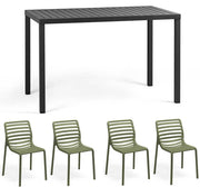 OFFERTA TAVOLO CUBE 120X70 ANTRACITE +4 SEDIE DOGA AGAVE