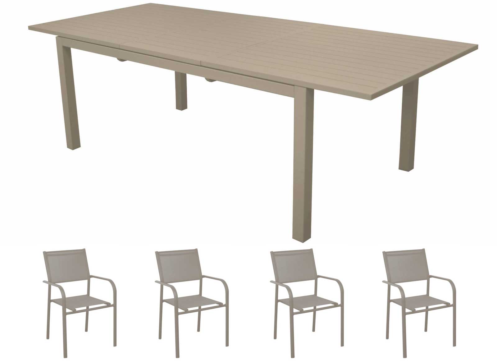 OFFERTA TAVOLO ALLUNGABILE CREMA 160/240X100CM GENES + 4 POLTRONE DUCA