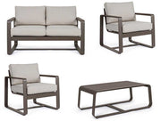 SALOTTO MERRIGAN 2 POLTRONE + DIVANO 2 POSTI + TAVOLINO BASSO MARRONE