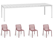 OFFERTA TAVOLO RIO ALLUNGABILE 140/210CM BIANCO +4 SEDIE DOGA MARSALA