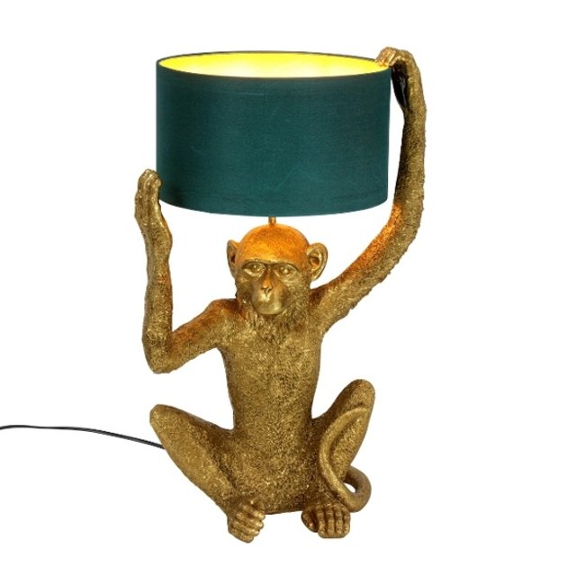 LAMPADA DA TAVOLO ORO/VERDE SCIMMIA CHIMPY 35,5X30X57CM