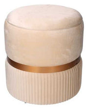 PUFF CONTENITORE IN VELLUTO CREMA D.35H39CM