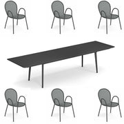 OFFERTA TAVOLO PLUS4 IMPERIAL ALLUNGABILE 220+110X110CM FERRO ANTICO +6 POLTRONE RONDA